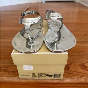 Michael Kors Silver Sandals with Braided Straps